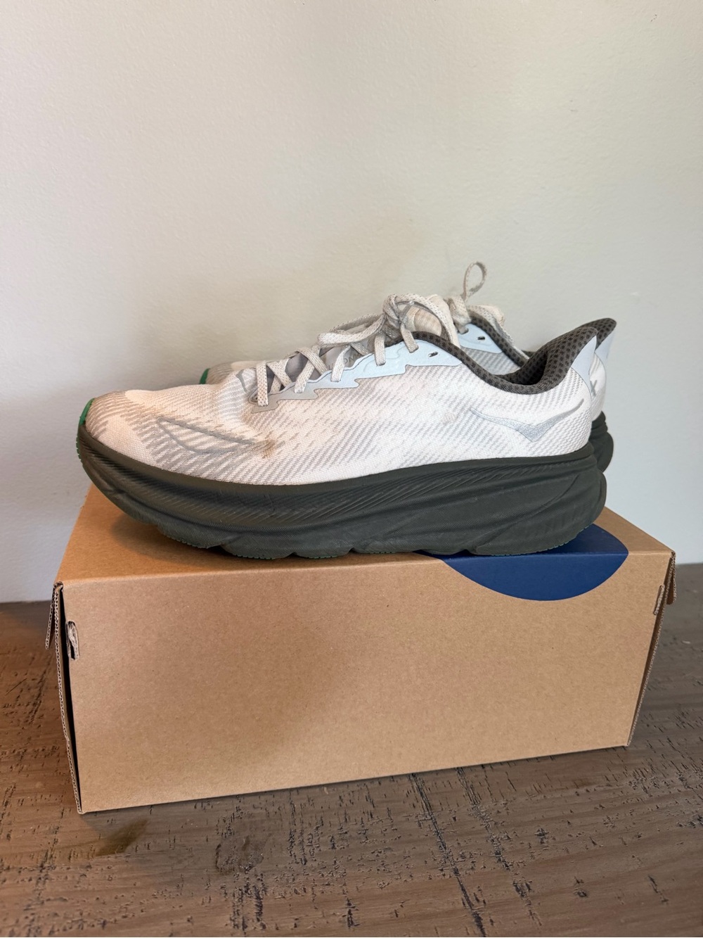 Hoka Men's Clifton Gore Tex Trail Runner - in Silver, White, Grey (Men’s 9.5)